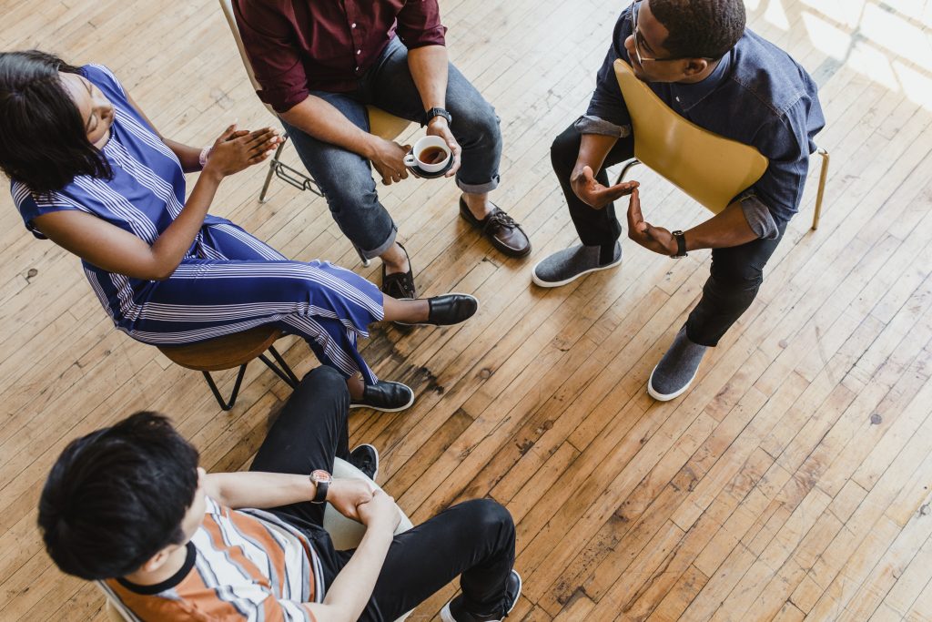 A group of individuals engaged in a discussion.